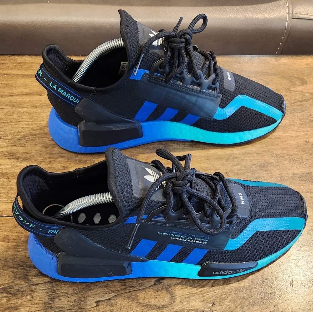 ADIDAS NMD R1 V2 (FY5913) MENS Black/Blue/Aqua Size 9.5